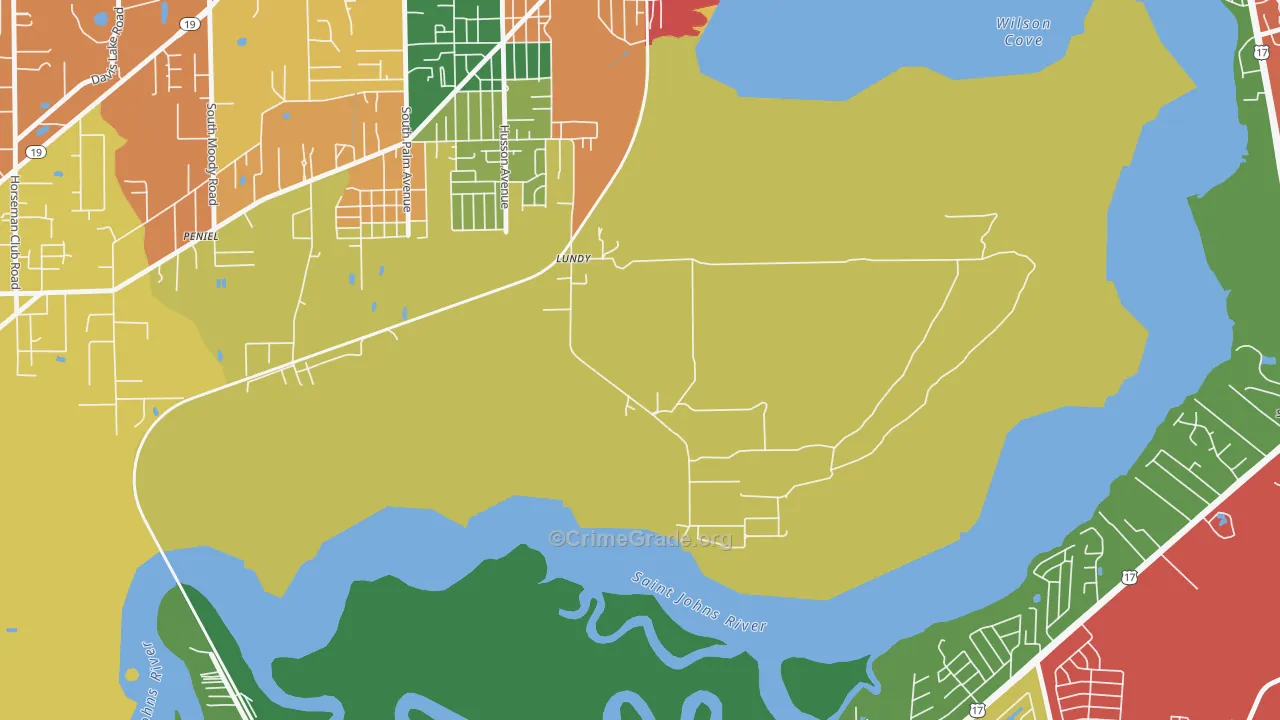 Lundy, FL Map of Theft Rates