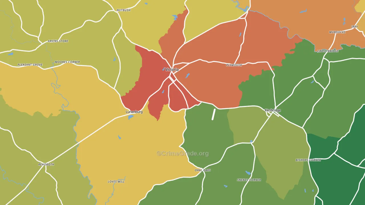 Lunenburg County, VA Map of Theft Rates