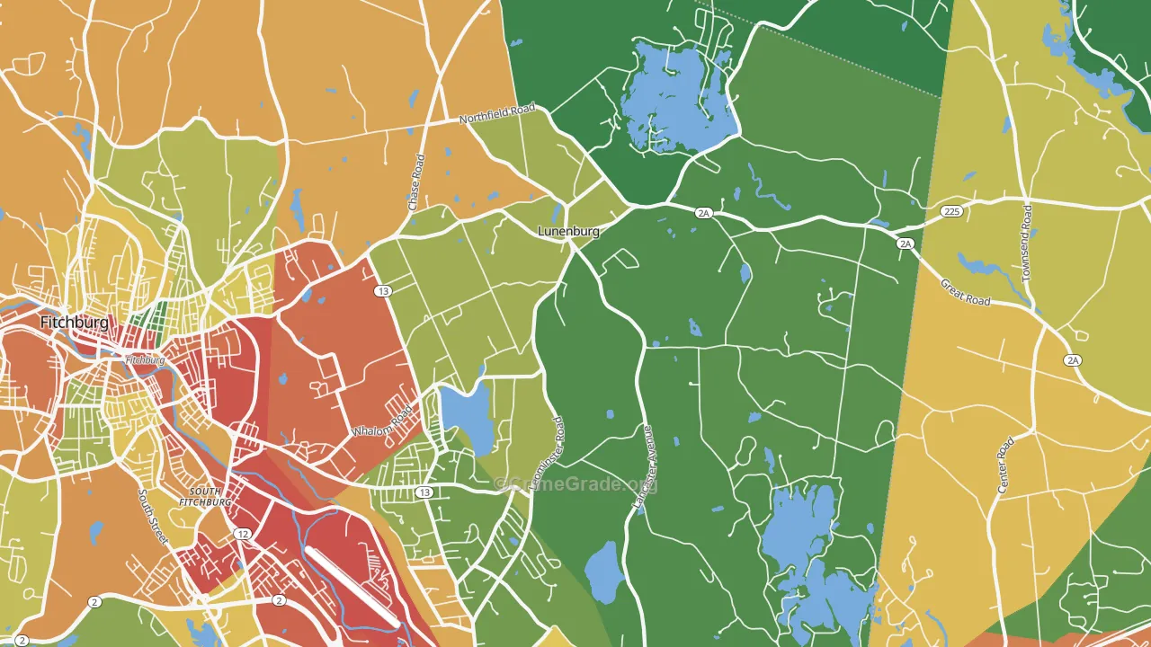 Lunenburg, MA Map of Theft Rates