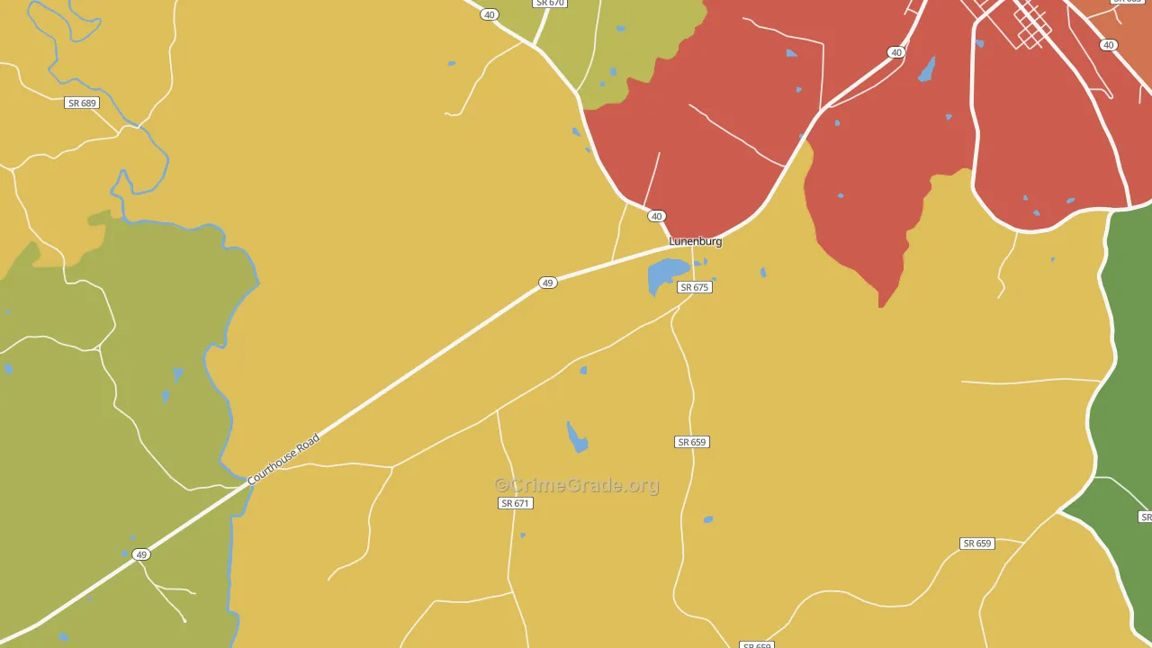 Lunenburg, VA Map of Theft Rates