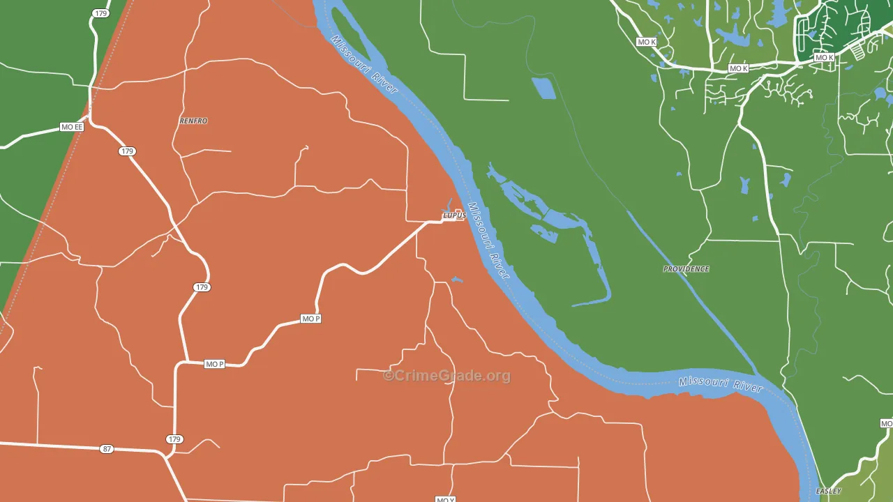 Lupus, MO Map of Theft Rates