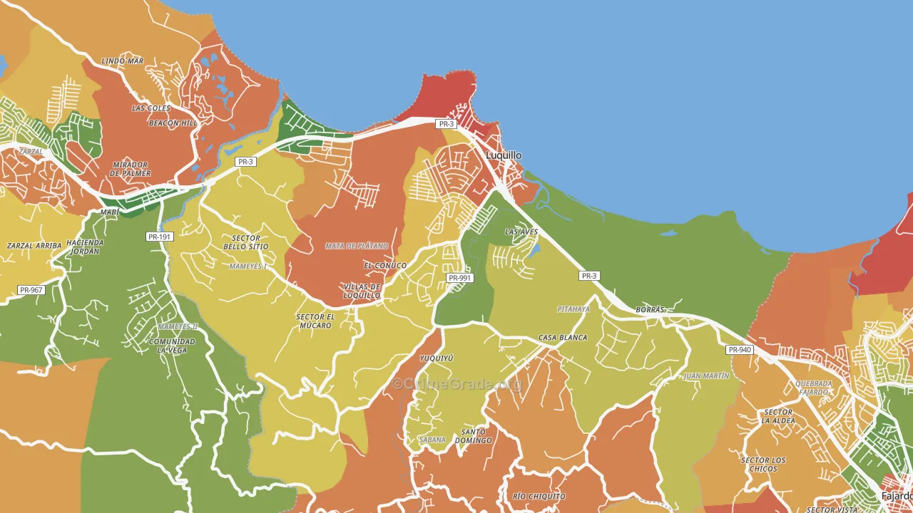 Luquillo Municipio, PR Map of Theft Rates