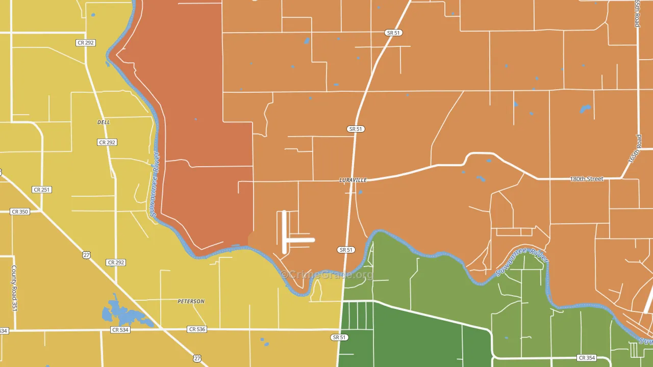 Luraville, FL Map of Theft Rates