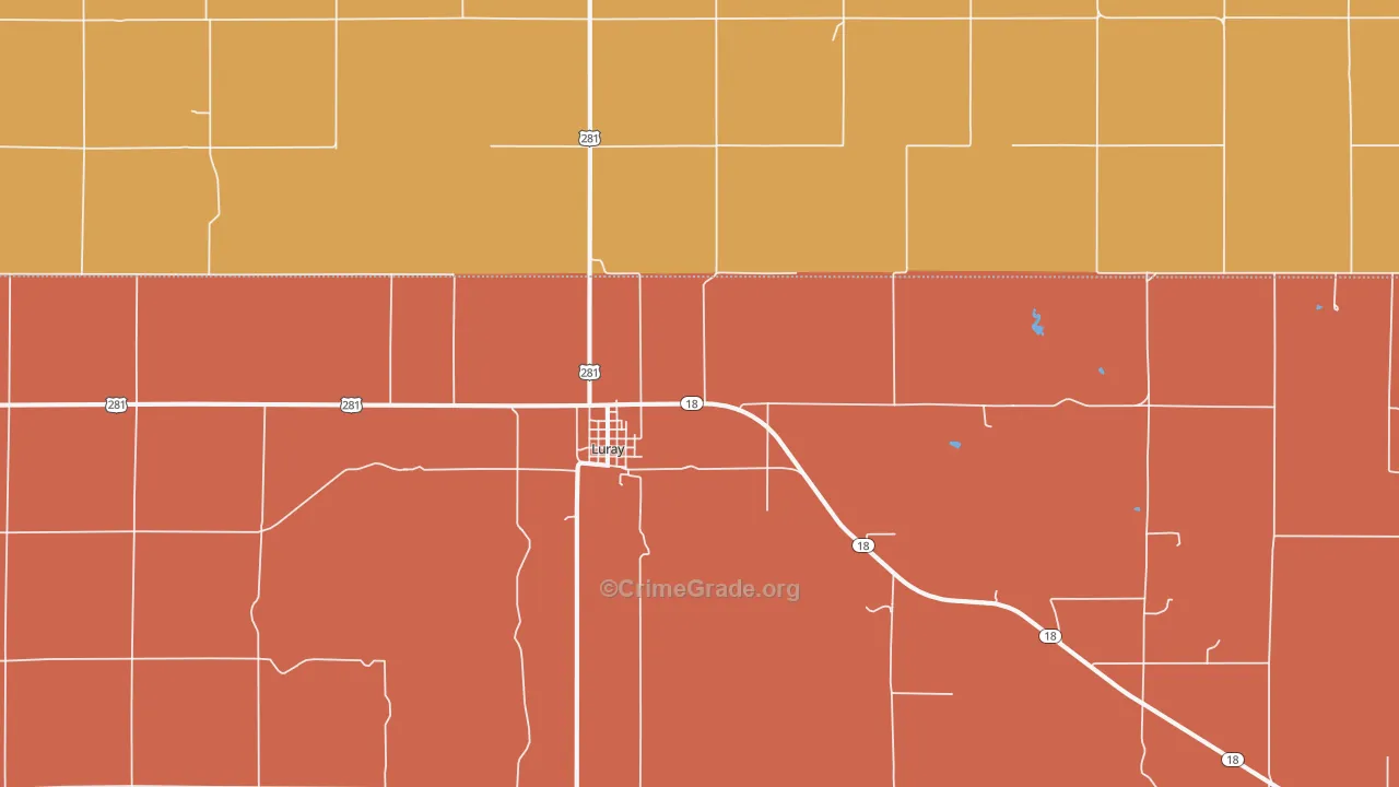 Luray, KS Map of Theft Rates