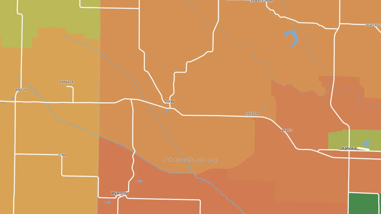 Luray, MO Map of Theft Rates