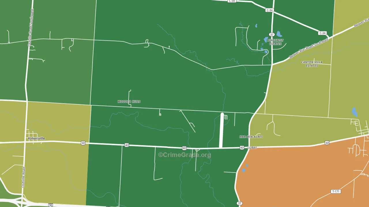 Luray, OH Map of Theft Rates