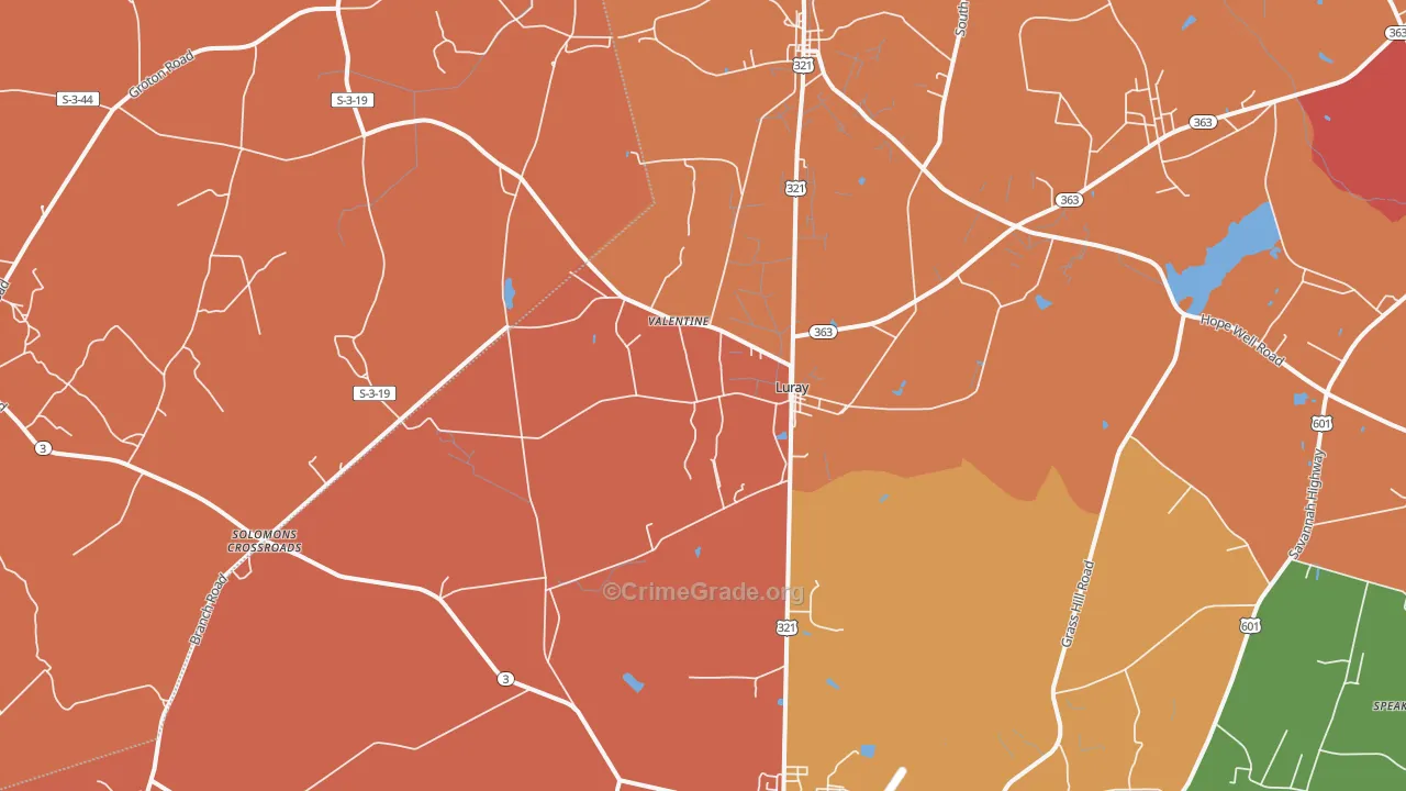Luray, SC Map of Theft Rates
