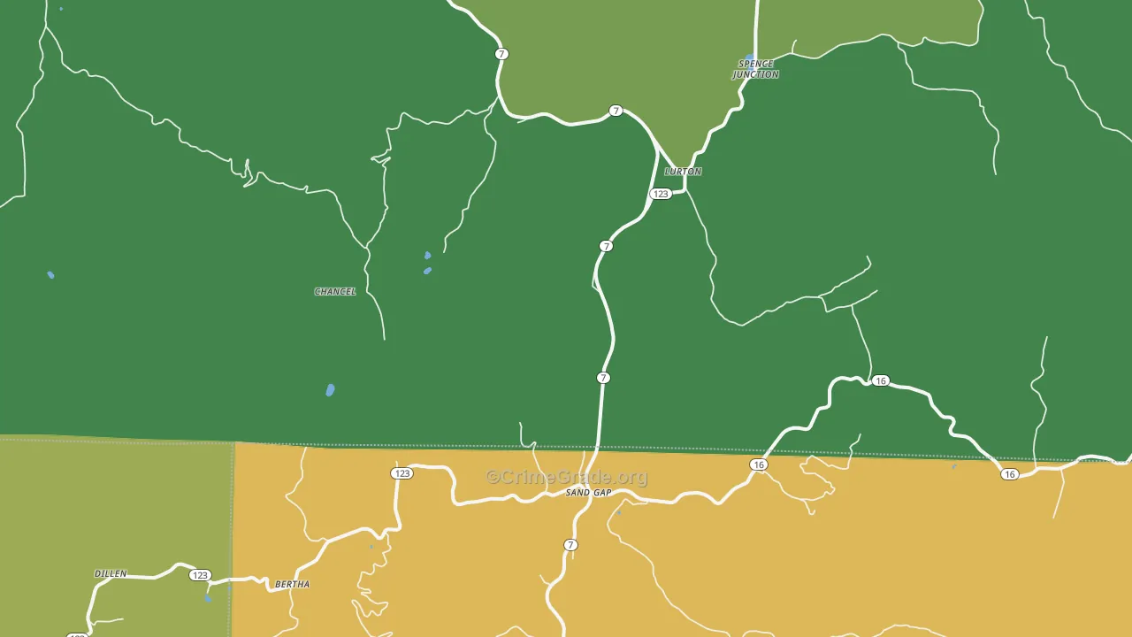 Lurton, AR Map of Theft Rates