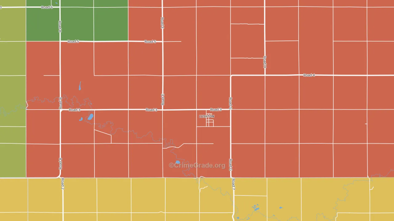 Lushton, NE Map of Theft Rates