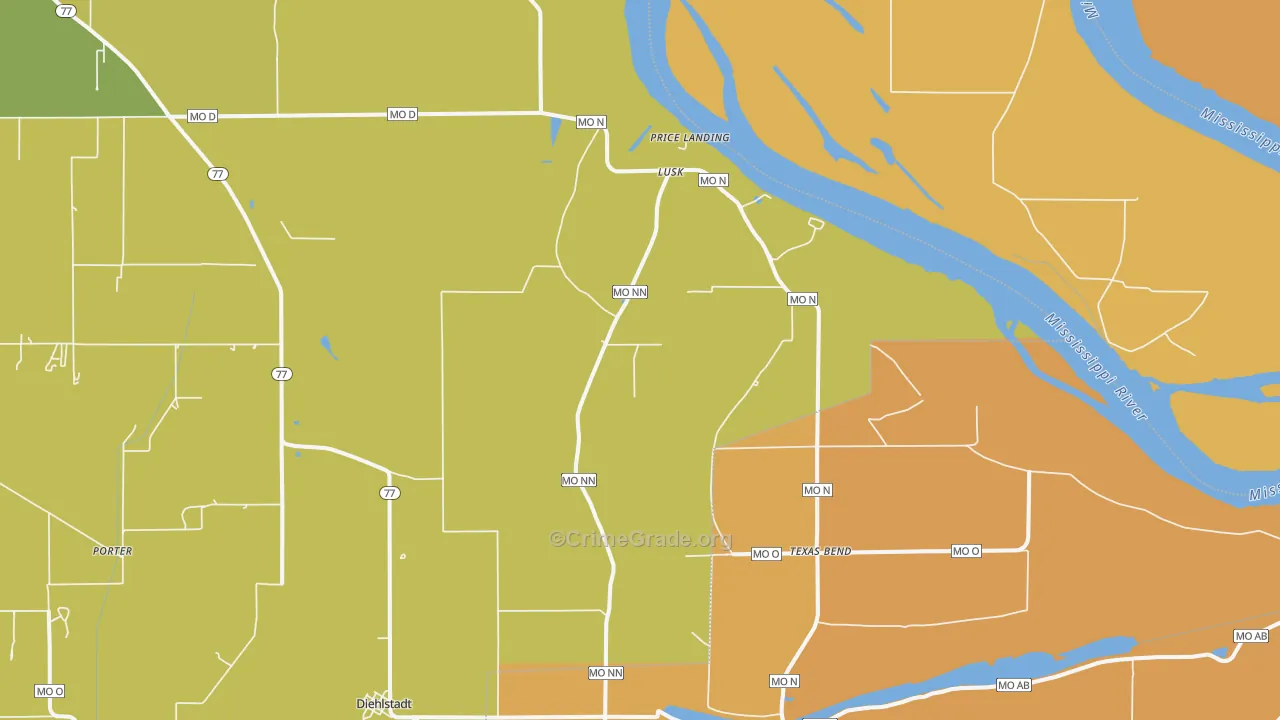 Lusk, MO Map of Theft Rates