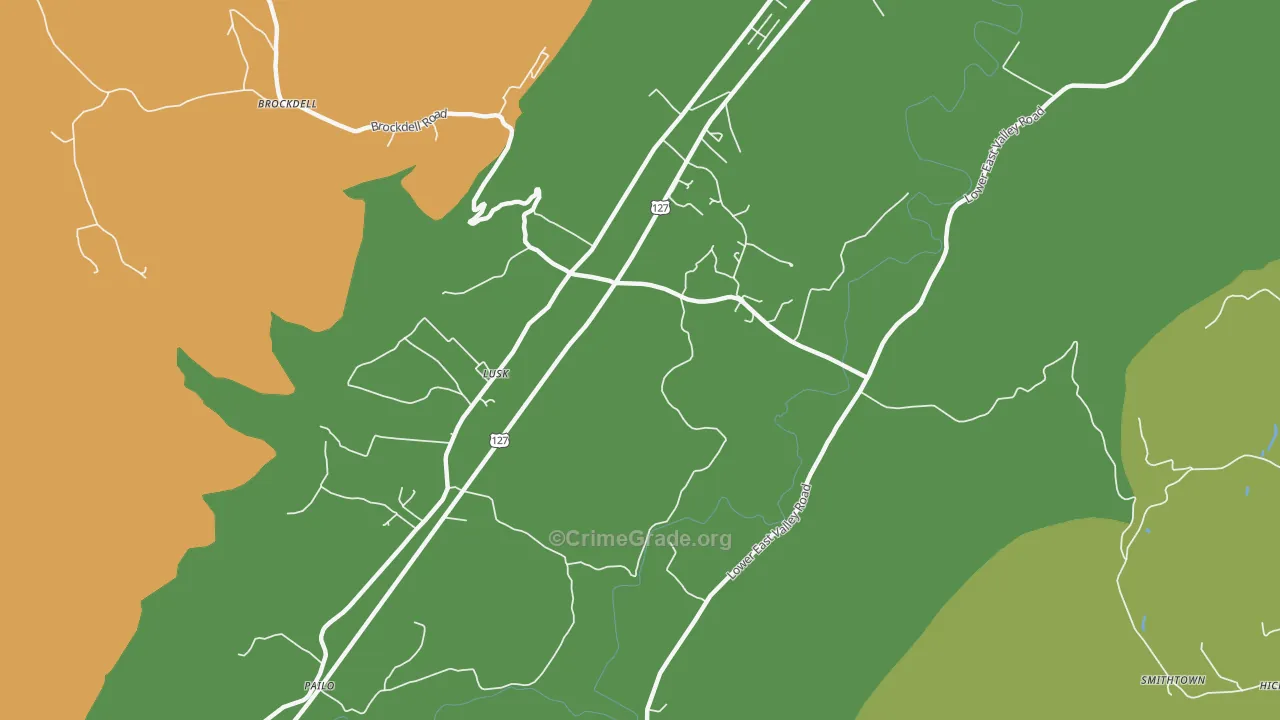Lusk, TN Map of Theft Rates