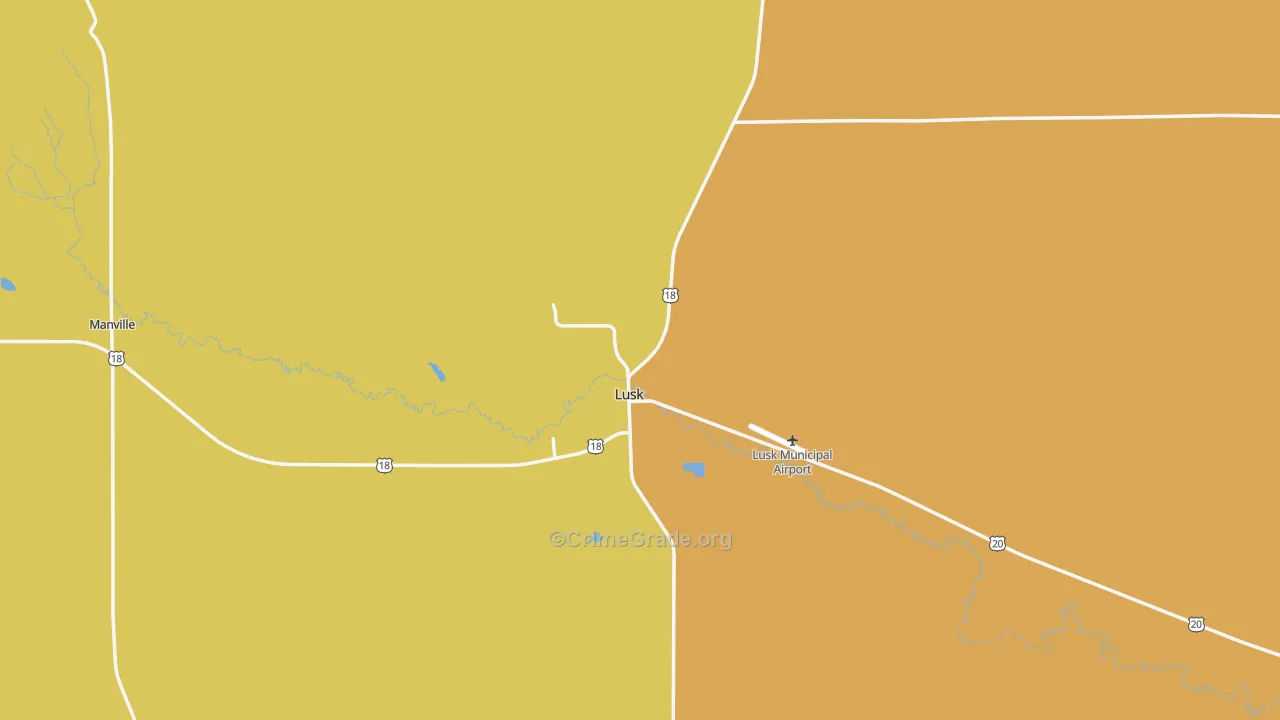 Lusk, WY Map of Theft Rates