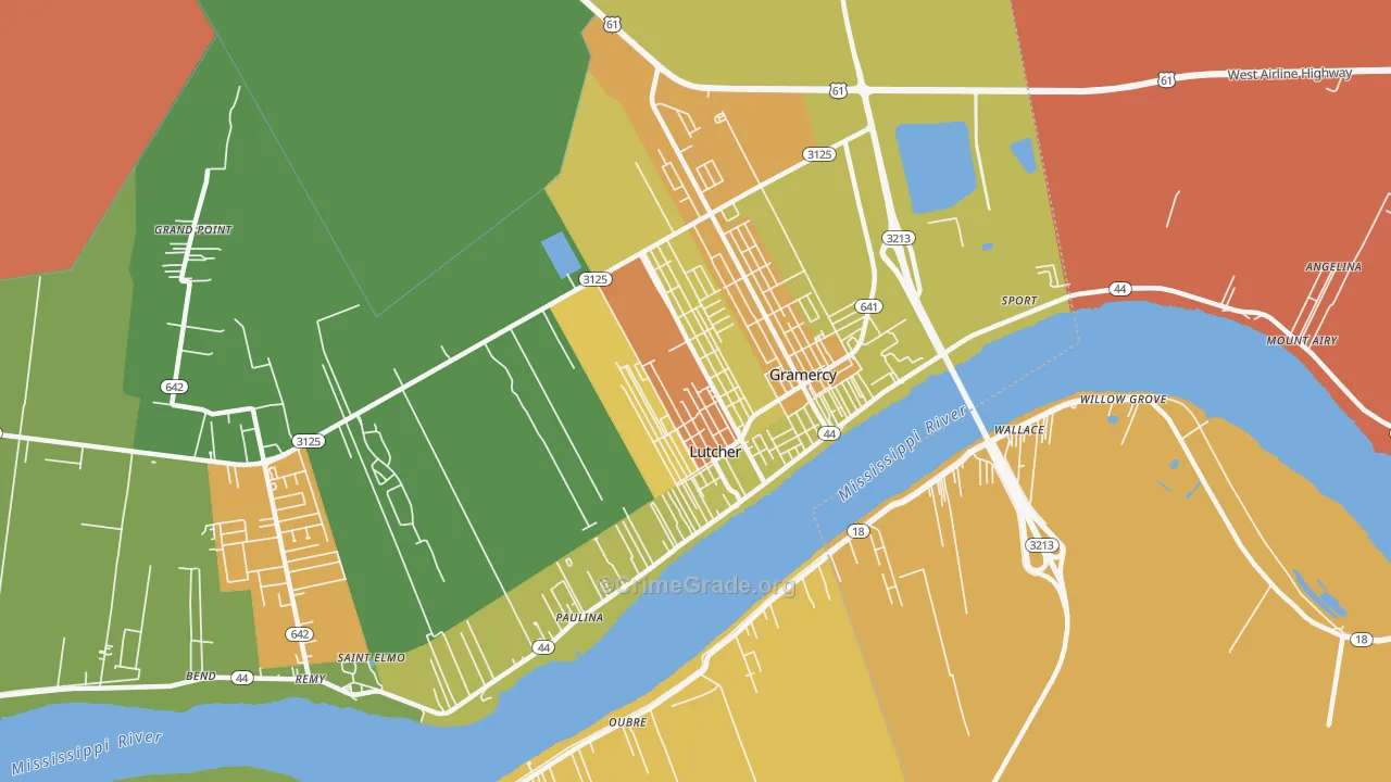 Lutcher, LA Map of Theft Rates