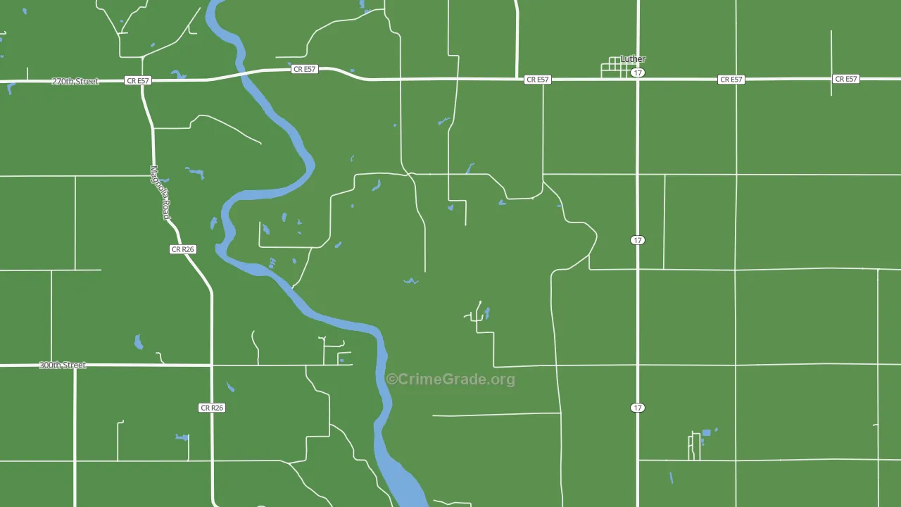 Luther, IA Map of Theft Rates