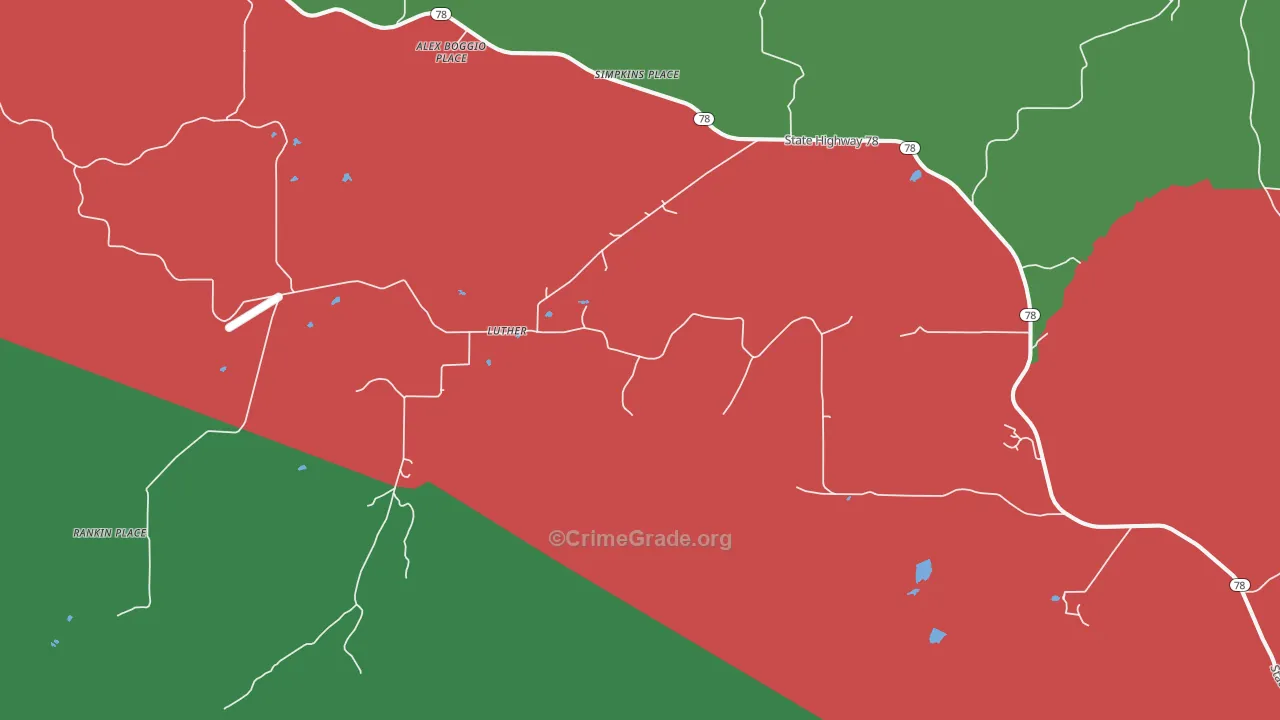 Luther, MT Map of Theft Rates