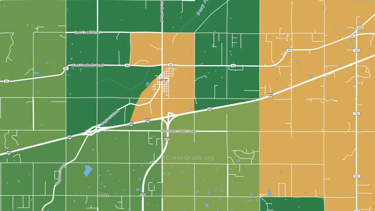 Luther, OK Map of Theft Rates