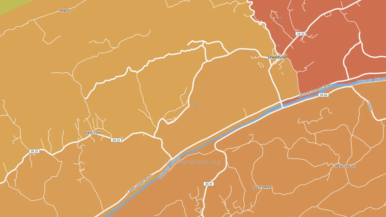 Luther, TN Map of Theft Rates