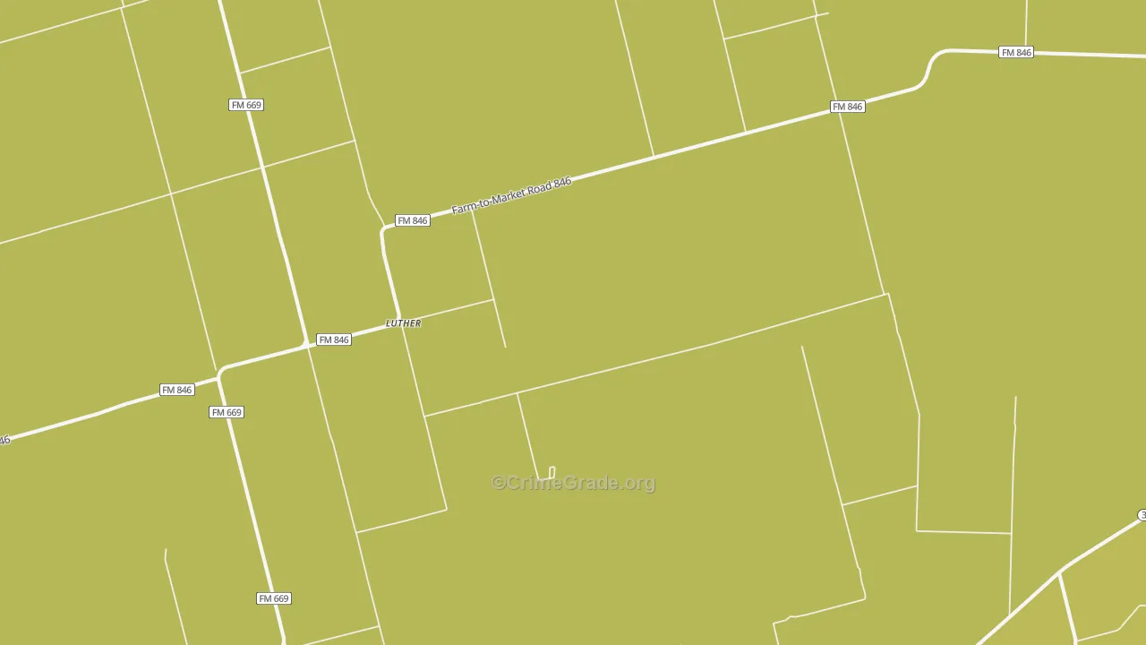 Luther, TX Map of Theft Rates