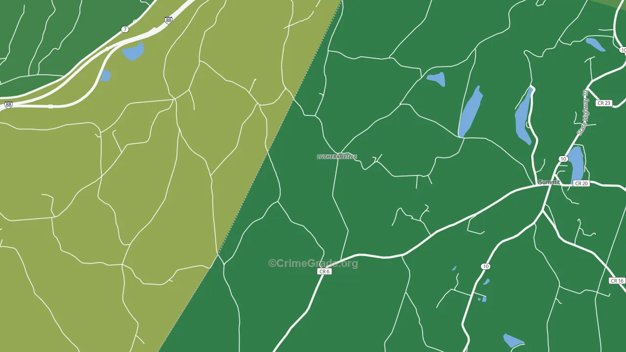 Lutheranville, NY Map of Theft Rates