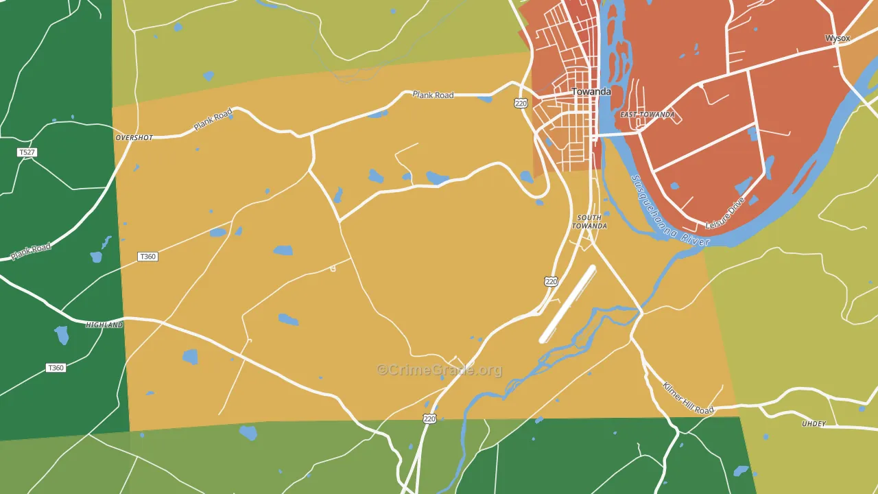 Luthers Mills, PA Map of Theft Rates