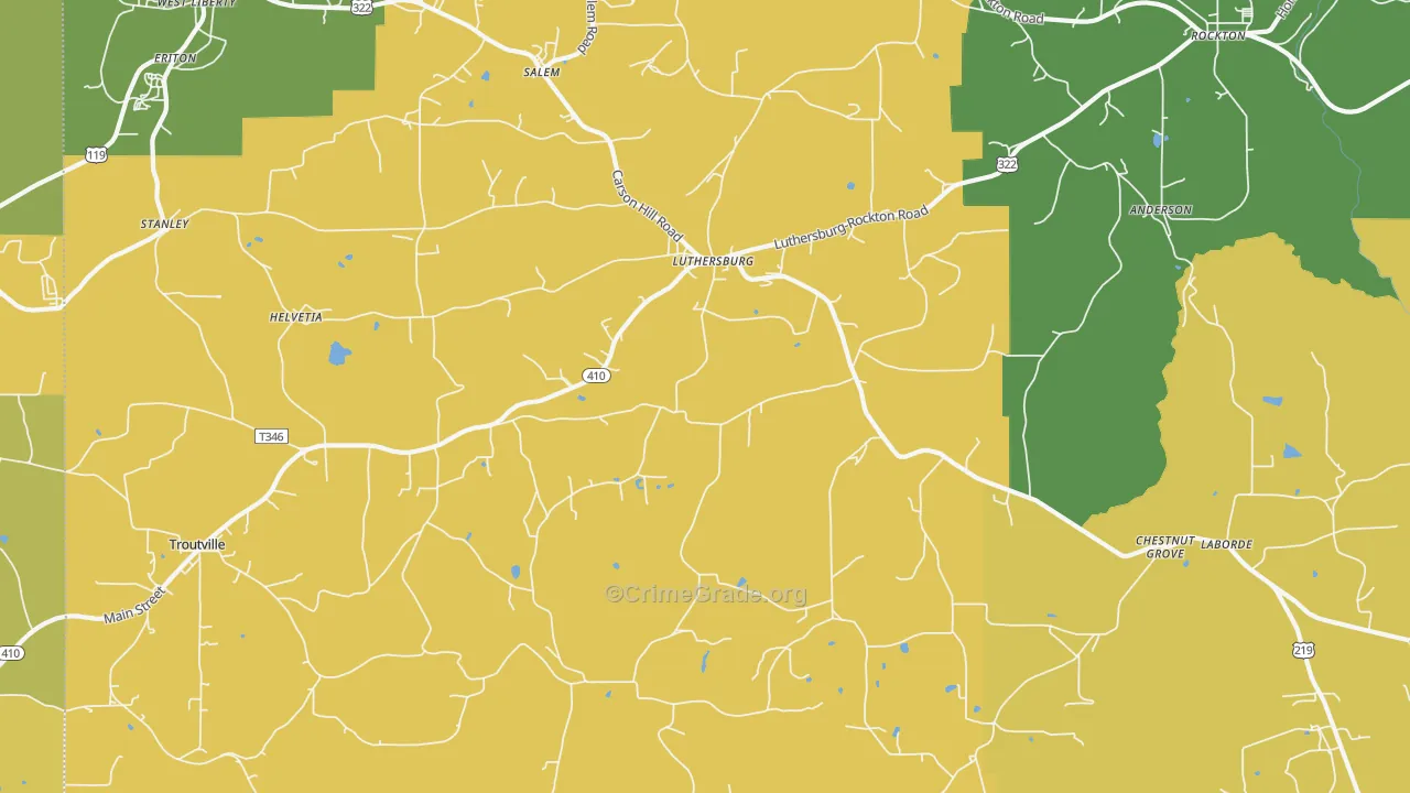 Luthersburg, PA Map of Theft Rates