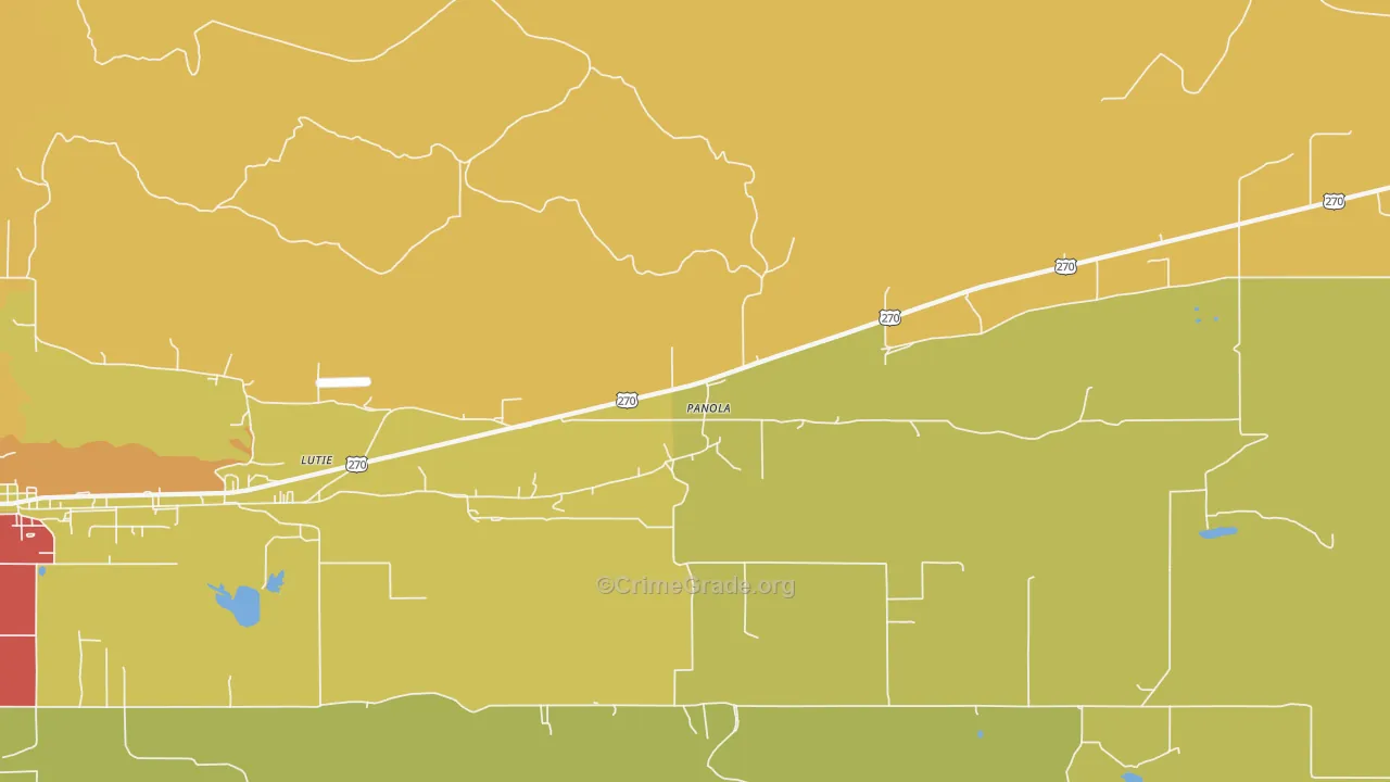 Lutie, OK Map of Theft Rates