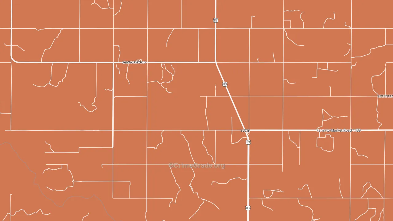 Lutie, TX Map of Theft Rates