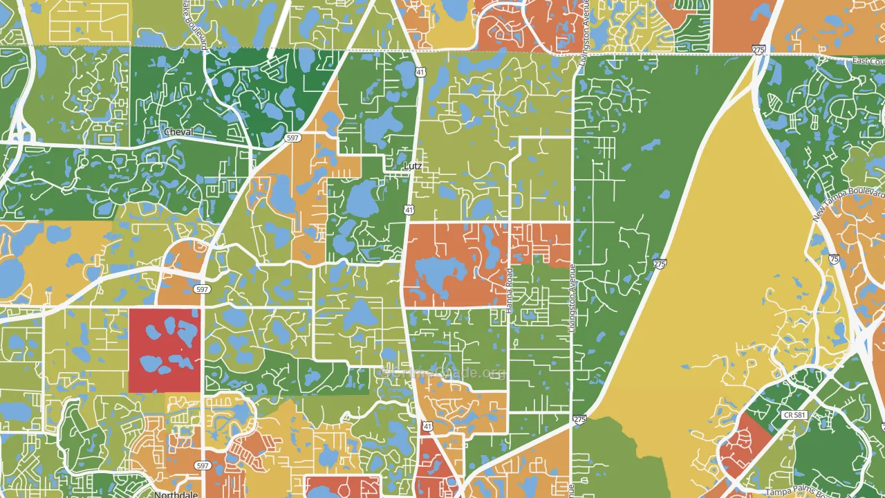Lutz, FL Map of Theft Rates