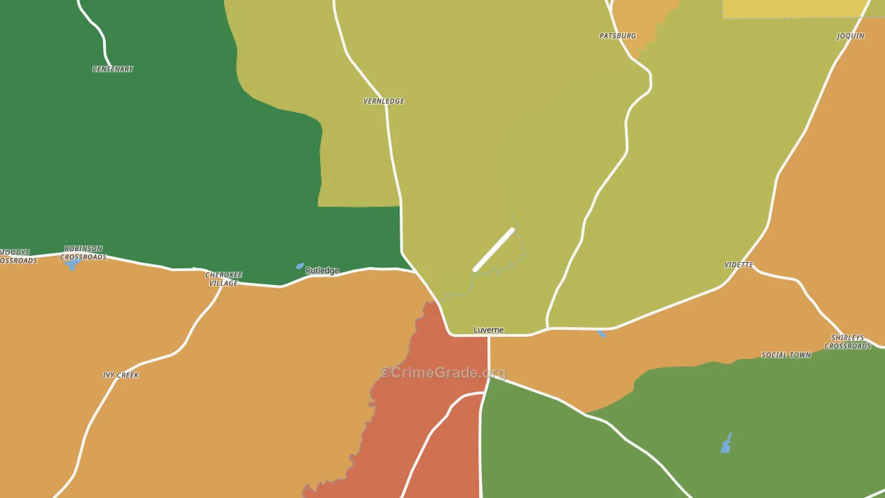 Luverne, AL Map of Theft Rates