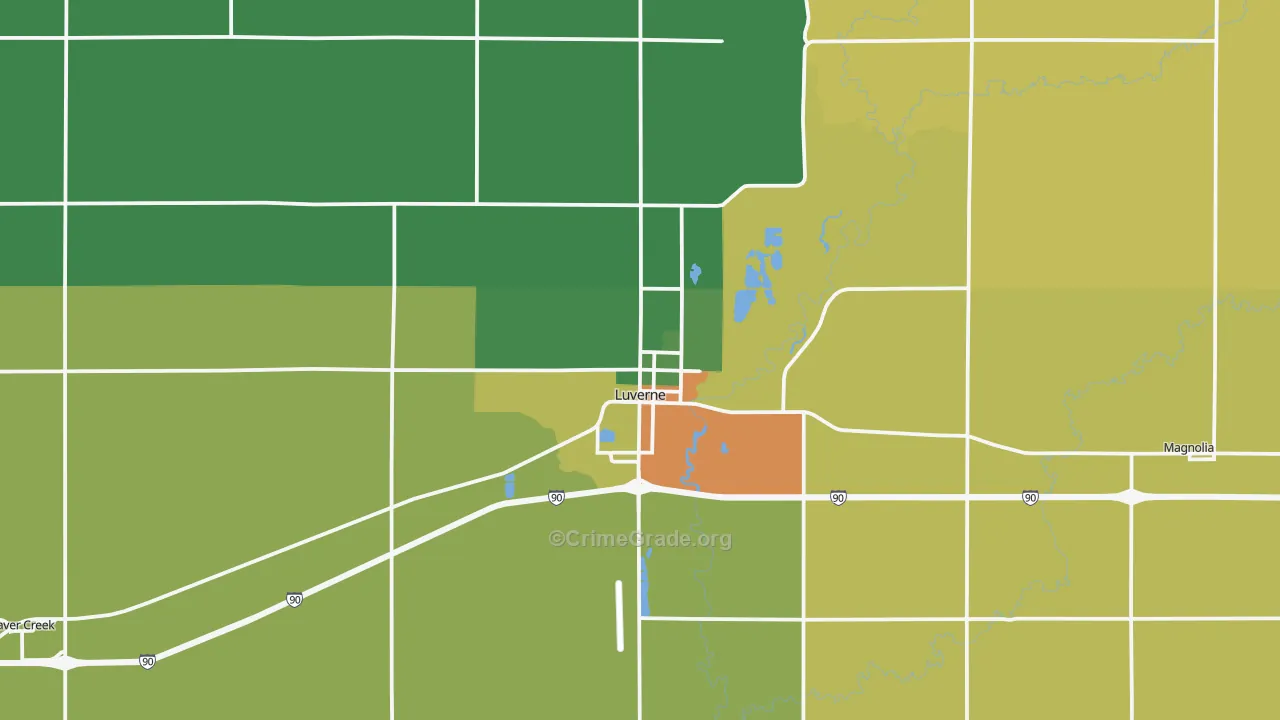 Luverne, MN Map of Theft Rates