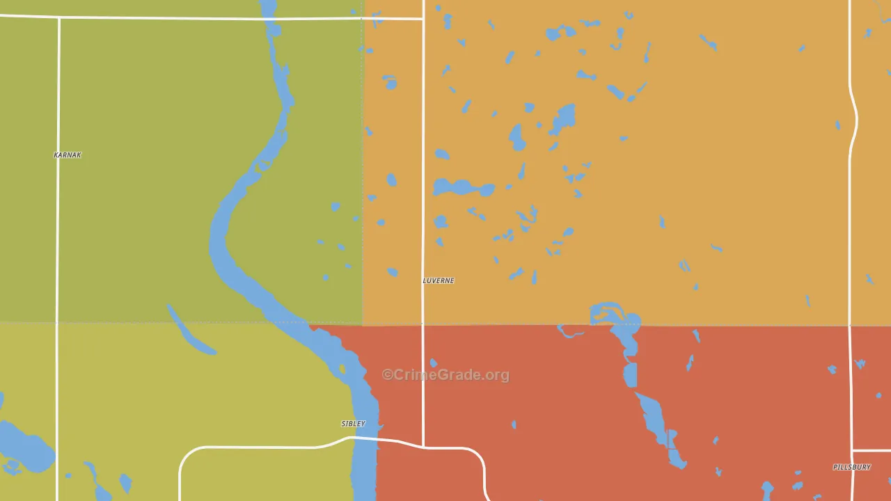 Luverne, ND Map of Theft Rates