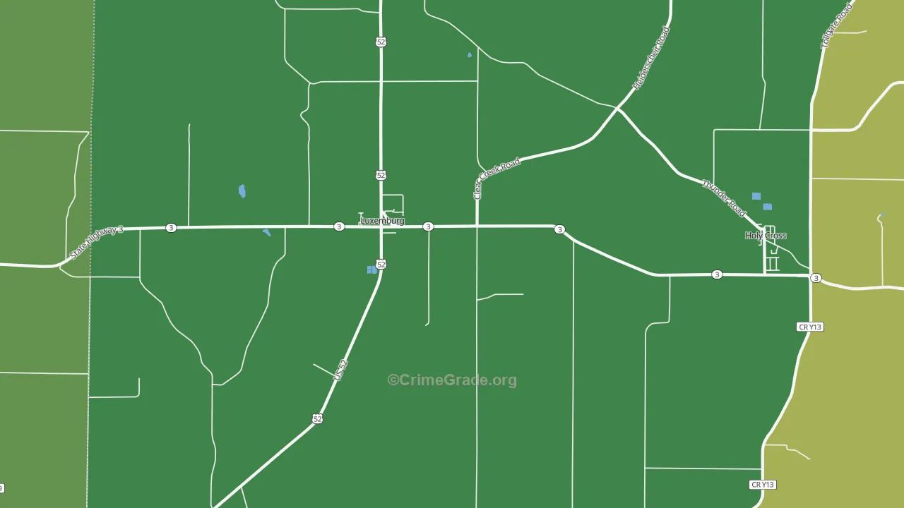 Luxemburg, IA Map of Theft Rates