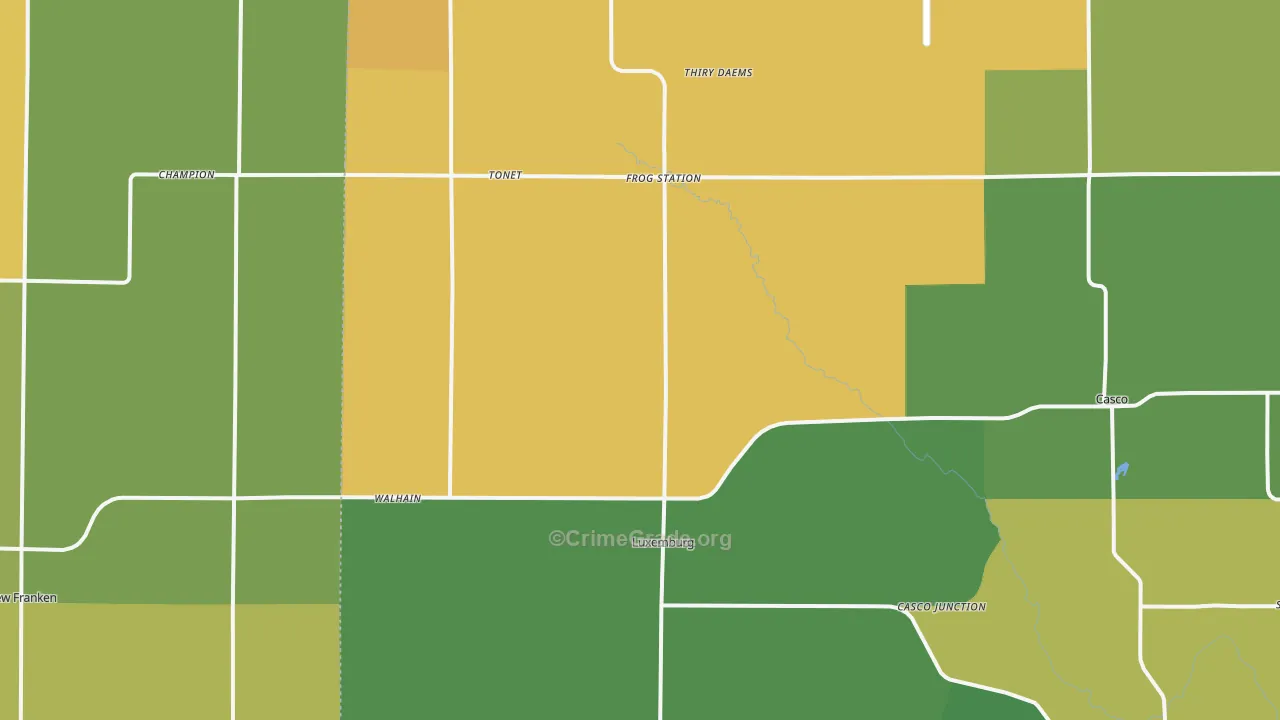 Luxemburg, WI Map of Theft Rates