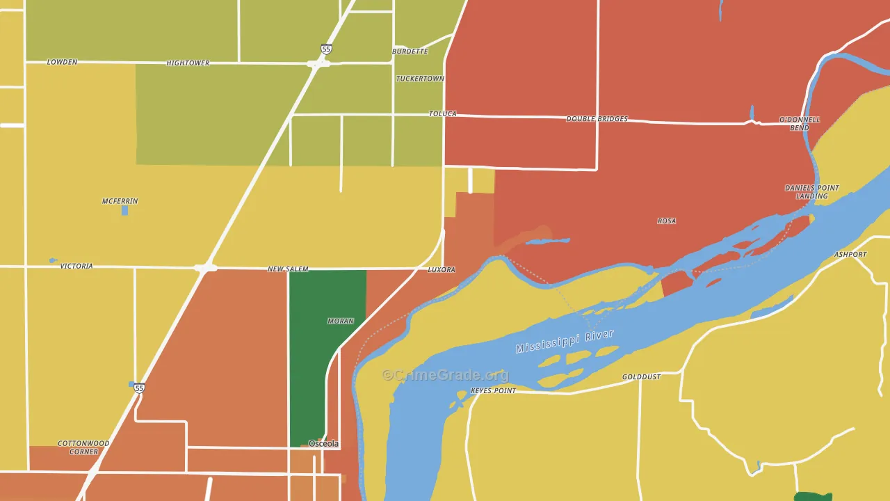 Luxora, AR Map of Theft Rates