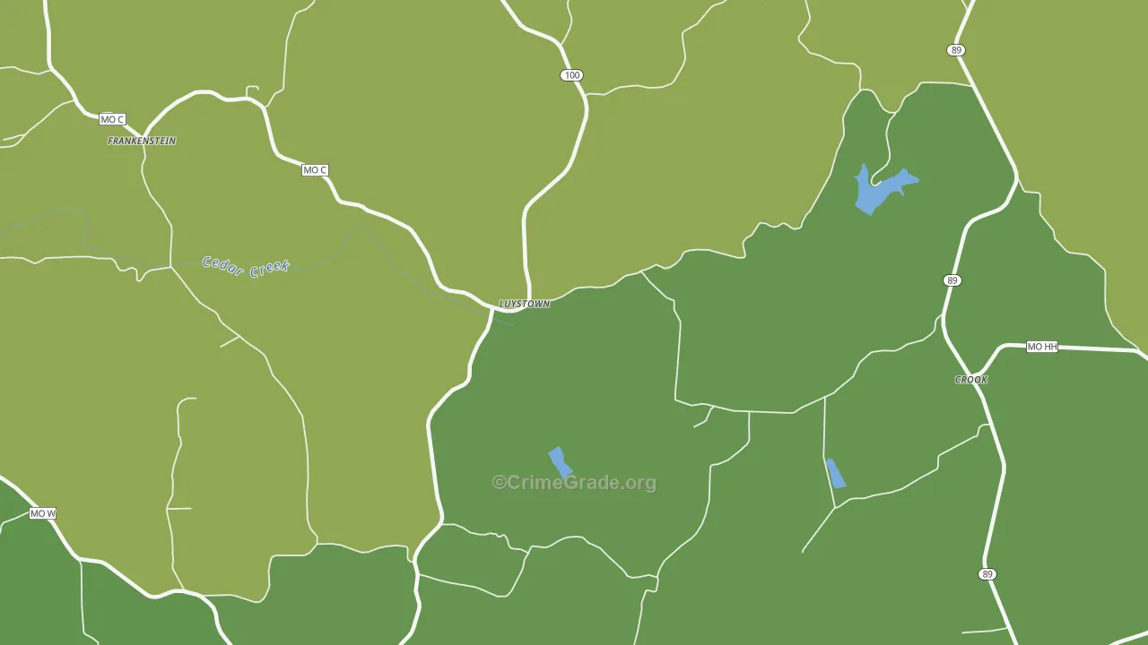 Luystown, MO Map of Theft Rates