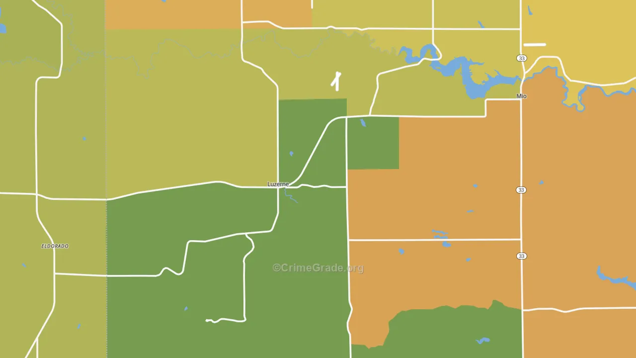 Luzerne, MI Map of Theft Rates