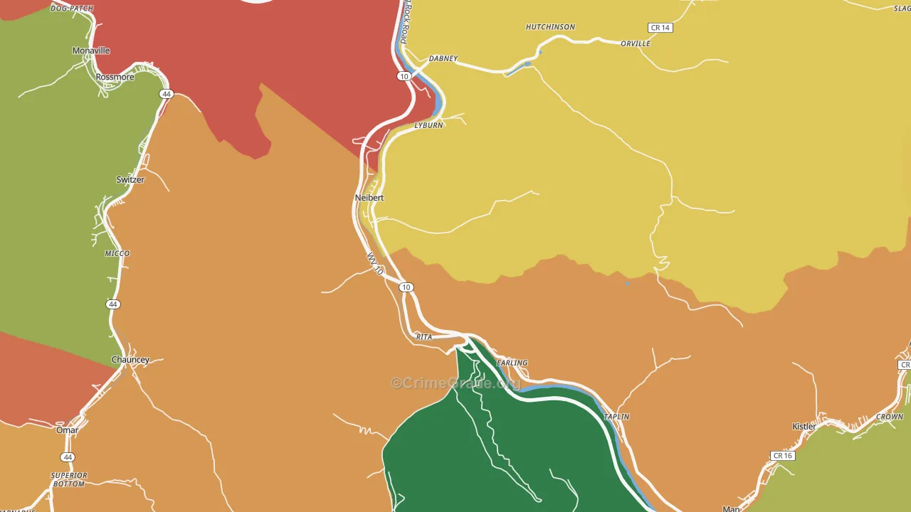 Lyburn, WV Map of Theft Rates