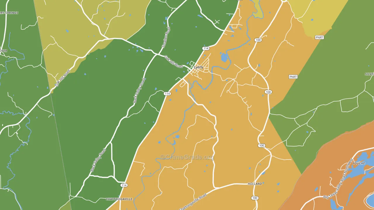 Lyerly, GA Map of Theft Rates