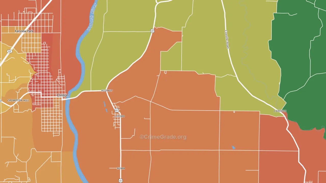 Lyford, IN Map of Theft Rates