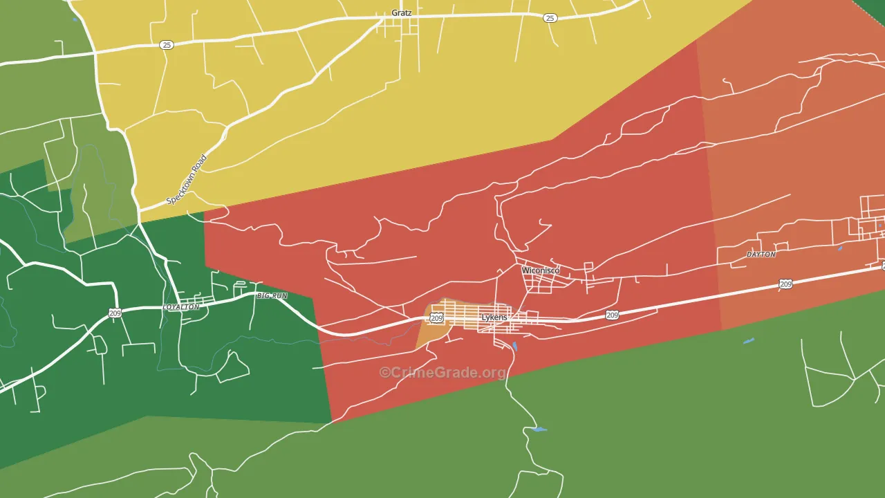 Lykens, PA Map of Theft Rates