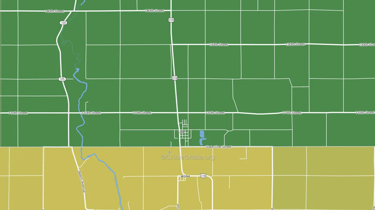 Lyle, MN Map of Theft Rates