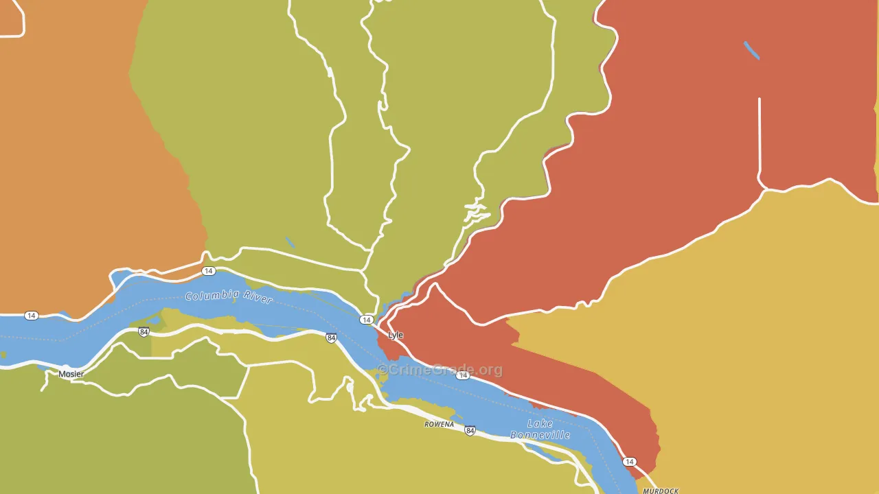 Lyle, WA Map of Theft Rates