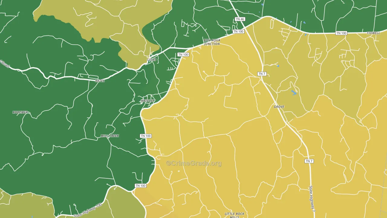 Lyles, TN Map of Theft Rates