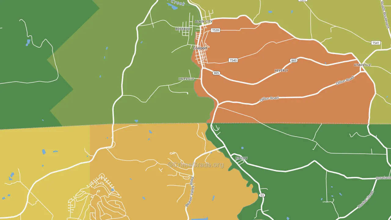 Lyleville, PA Map of Theft Rates