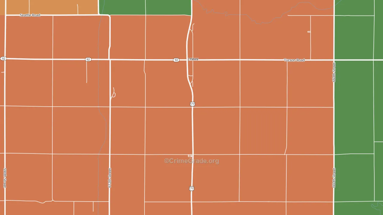 Lyman, IA Map of Theft Rates