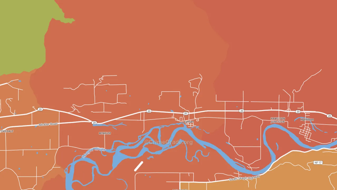 Lyman, WA Map of Theft Rates
