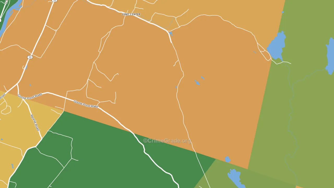 Lyme Center, NH Map of Theft Rates