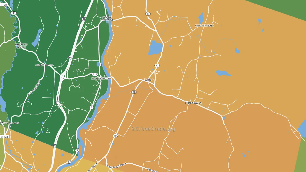 Lyme, NH Map of Theft Rates