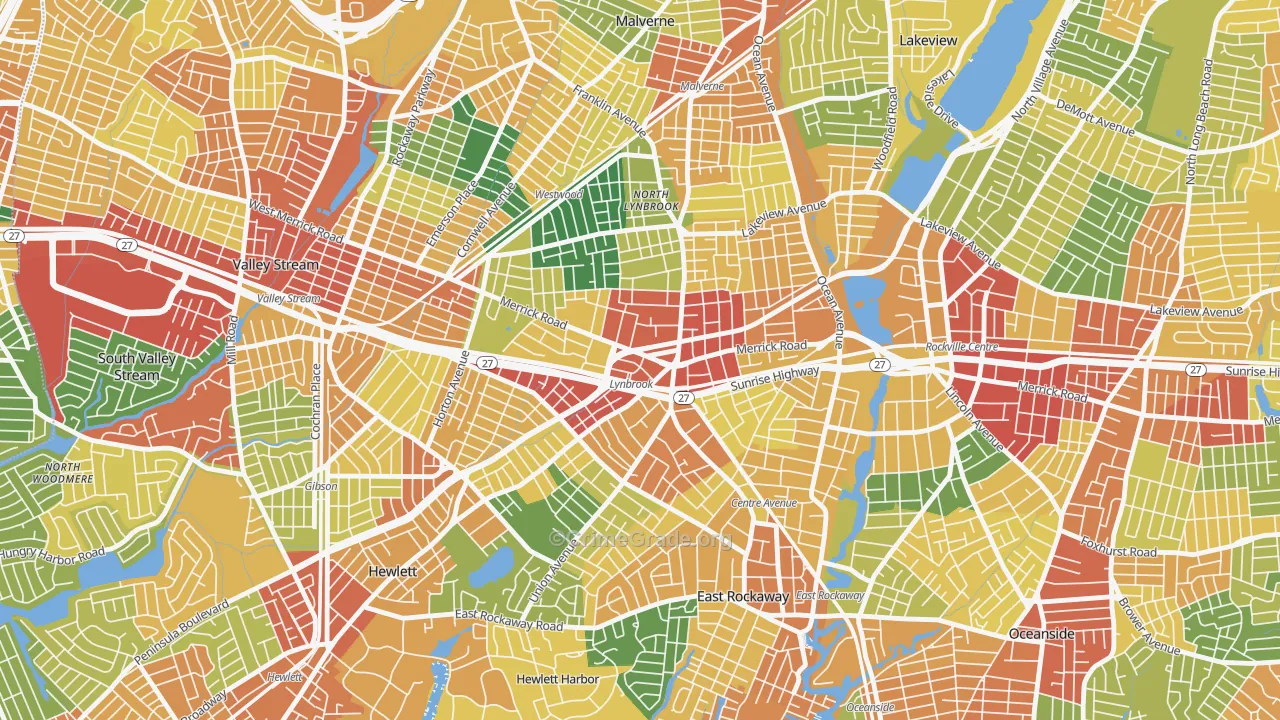 Lynbrook, NY Map of Theft Rates