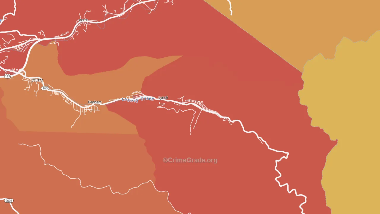 Lynch, KY Map of Theft Rates